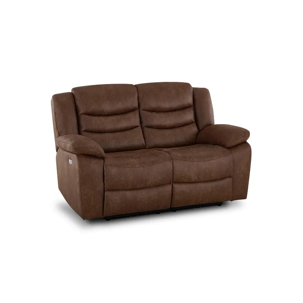 MARLOW 2 SEATER ELECTRIC RECLINER SOFA IN RANCH DARK BROWN FABRIC WITH USB PORTS RRP- £1049.99 (COLLECTION OR OPTIONAL DELIVERY)