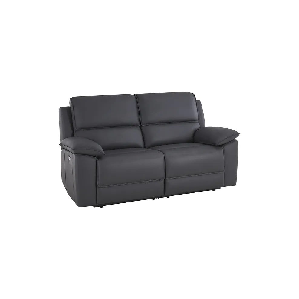 GOODWOOD ELECTRIC RECLINER 2 SEATER SOFA WITH USB PORTS IN DARK GREY LEATHER RRP- £1500.00 (COLLECTION OR OPTIONAL DELIVERY)