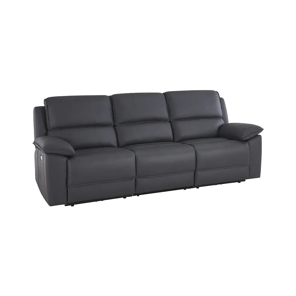 GOODWOOD ELECTRIC RECLINER 3 SEATER SOFA WITH USB PORTS IN DARK GREY LEATHER RRP- £1930.00 (COLLECTION OR OPTIONAL DELIVERY)