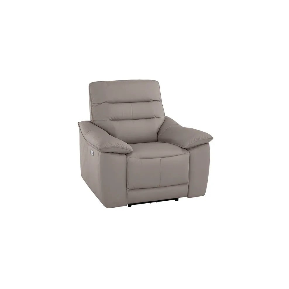 CARTER ELECTRIC RECLINER ARMCHAIR WITH USB PORT IN LIGHT GREY LEATHER RRP- £1099.99 (COLLECTION OR OPTIONAL DELIVERY)