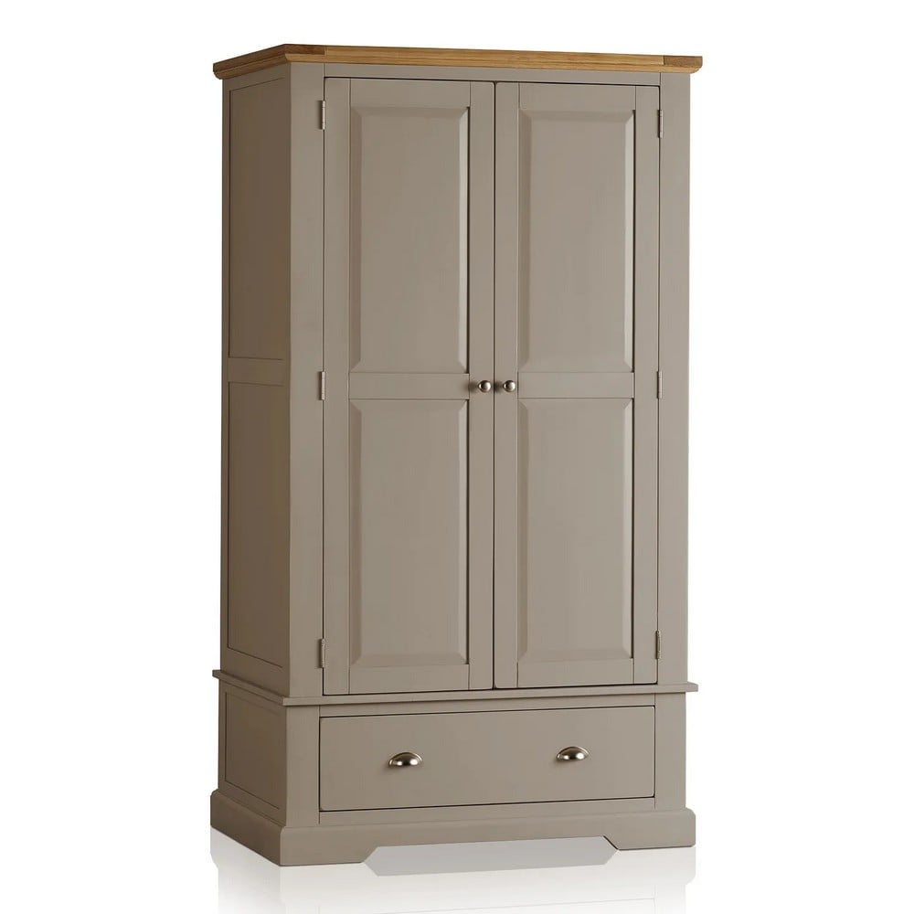 ST IVES NATURAL OAK AND LIGHT GREY PAINTED DOUBLE WARDROBE RRP- £849.99 (COLLECTION OR OPTIONAL DELIVERY)