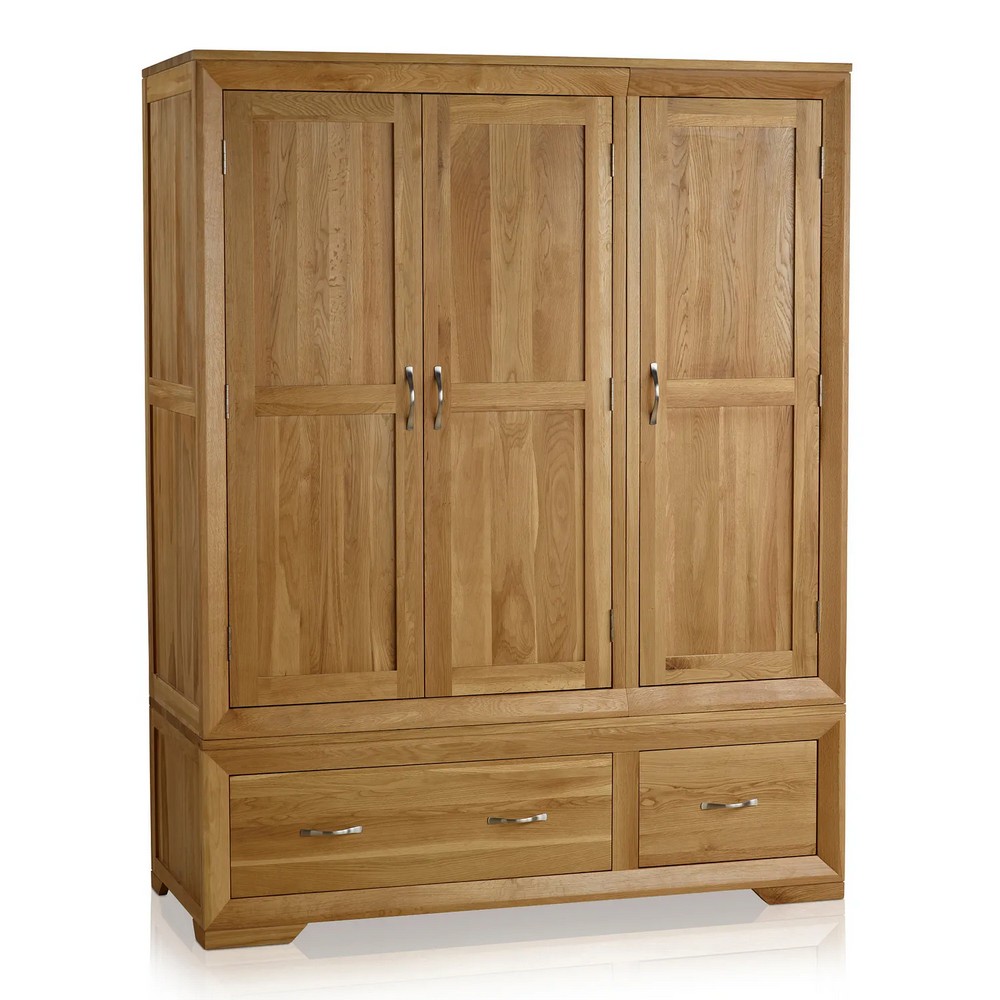 BEVEL NATURAL SOLID OAK TRIPLE WARDROBE TOP AND BASE RRP- £1299.99 (COLLECTION OR OPTIONAL DELIVERY)