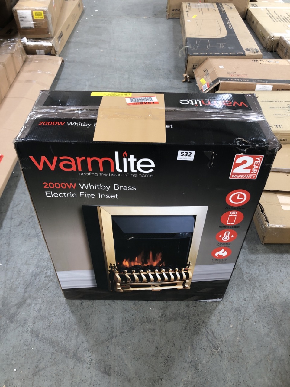 WARMLITE WHITBY BRASS 2000W ELECTRIC FIRE INSET RRP- £150 (COLLECTION OR OPTIONAL DELIVERY)