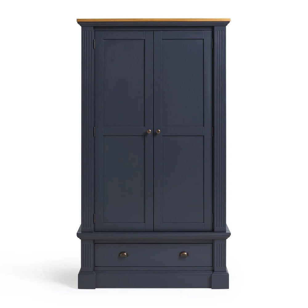 HIGHGATE RUSTIC OAK AND BLUE PAINTED HARDWOOD DOUBLE WARDROBE RRP- £849.99 (COLLECTION OR OPTIONAL DELIVERY)