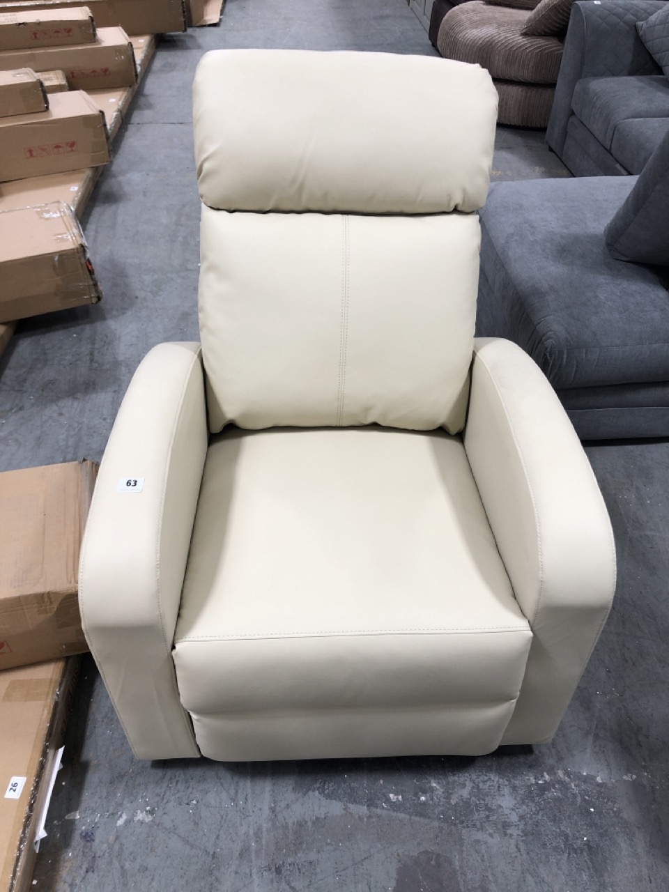 RAMSEY FAUX LEATHER RECLINER CHAIR IN CREAM RRP- £259 (COLLECTION OR OPTIONAL DELIVERY)