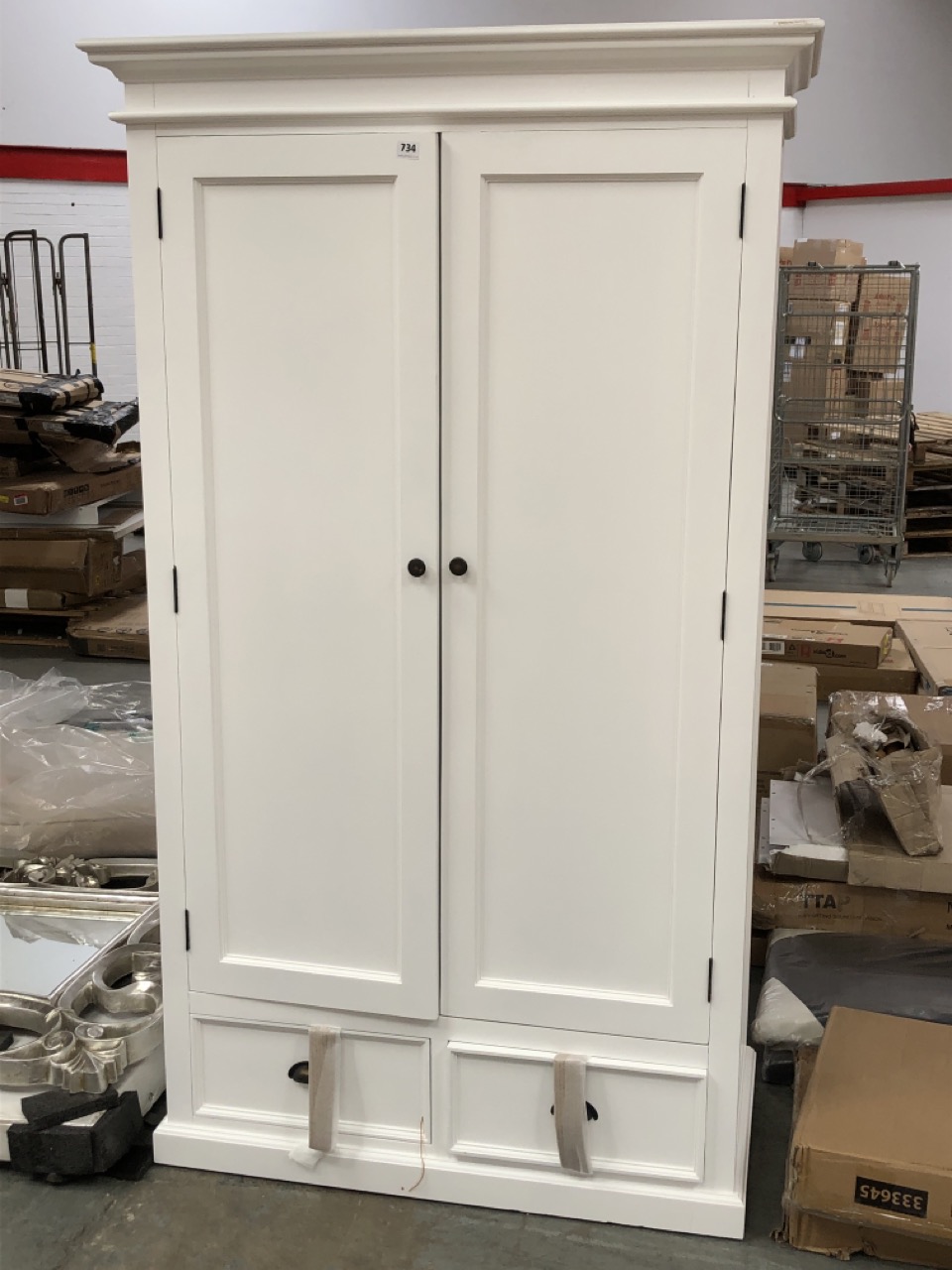 2-DOOR 2 DRAWER WHITE WARDROBE (COLLECTION OR OPTIONAL DELIVERY)