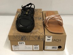 FIONA WOMEN'S SANDALS IN BLACK SIZE 39 TO INCLUDE WOMEN'S SANDALS IN GOLD SIZE 7 (DELIVERY ONLY)