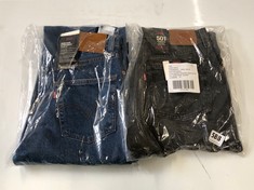 LEVI'S 501 WOMEN'S HIGH RISE SHORT IN BLACK SIZE 27 TO INCLUDE LEVI'S RIBCAGE STRAIGHT ANKLE JEANS IN BLUE SIZE 25X29 (DELIVERY ONLY)