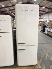 SMEG 50'S RETRO STYLE FREESTANDING FROST FREE FRIDGE FREEZER IN CREAM MODEL NO-FAB38RCR5 RRP- £1,649 (COLLECTION OR OPTIONAL DELIVERY)