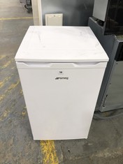 SMEG FREESTANDING FRIDGE WITH ICE BOX IN WHITE MODEL NO-FS08FW RRP- £209 (COLLECTION OR OPTIONAL DELIVERY)