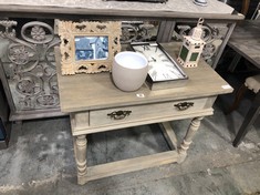 VINTAGE 1 DRAWER SIDEBOARD HALL CONSOLE TABLE IN WASHED WOOD (ACCESSORIES INCLUDED) (COLLECTION OR OPTIONAL DELIVERY)