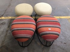 2 X NATURAL FABRIC EGG SHAPED FOOTSTOOLS TO INCLUDE 2 X MULTI FABRIC EGG SHAPED FOOTSTOOLS (COLLECTION OR OPTIONAL DELIVERY)