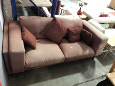 2 SEATER FADED CORAL FABRIC SOFA (COLLECTION OR OPTIONAL DELIVERY)