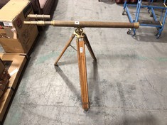 BRASS NAUTICAL TELESCOPE WITH WOODEN TRIPOD STAND (COLLECTION OR OPTIONAL DELIVERY)
