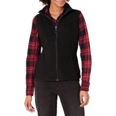 11 X ESSENTIALS WOMEN'S CLASSIC-FIT SLEEVELESS POLAR SOFT FLEECE VEST (AVAILABLE IN PLUS SIZE), BLACK, S. (DELIVERY ONLY)