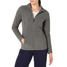 15 X ESSENTIALS WOMEN'S CLASSIC-FIT LONG-SLEEVED FULL ZIP POLAR SOFT FLEECE JACKET (AVAILABLE IN PLUS SIZE), CHARCOAL HEATHER, M. (DELIVERY ONLY)