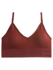 QTY OF ITEMS TO INLCUDE ASSORTED CLOTHING TO INCLUDE LADIES WIRELESS SPORTS BRA YOGA BRA WITH REMOVABLE PAD CARAMEL BROWN RED COMFORTABLE BREATHABLE L SIZE, ESSENTIALS MEN'S SKINNY-FIT WASHED COMFORT
