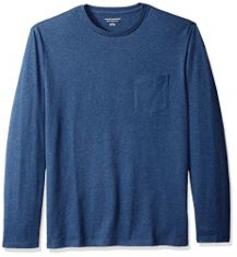 15 X ESSENTIALS MEN'S REGULAR-FIT LONG-SLEEVE T-SHIRT, BLUE HEATHER, L. (DELIVERY ONLY)