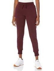 QTY OF ITEMS TO INLCUDE ASSORTED CLOTHING TO INCLUDE ESSENTIALS WOMEN'S FLEECE JOGGING TROUSER (AVAILABLE IN PLUS SIZE), BURGUNDY, XS, ESSENTIALS MEN'S SLIM-FIT SHORT-SLEEVE CREWNECK T-SHIRT, PACK OF