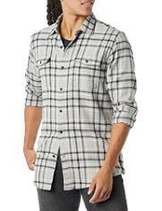 QTY OF ITEMS TO INLCUDE ASSORTED CLOTHING TO INCLUDE ESSENTIALS MEN'S REGULAR-FIT LONG-SLEEVE TWO-POCKET FLANNEL SHIRT, BLACK LIGHT GREY PLAID, XL, ESSENTIALS DISNEY | MARVEL | STAR WARS BOYS' FLEECE