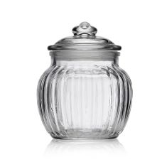 11X THE HOME FUSION COMPANY LARGE CURVED RIBBED GLASS SWEET JARS & LID CANDY FOOD STORAGE VINTAGE WEDDING FAVOUR. (DELIVERY ONLY)