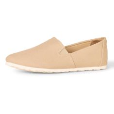 13 X ESSENTIALS WOMEN'S CASUAL SLIP-ON CANVAS FLAT, TAUPE, 4.5 UK. (DELIVERY ONLY)