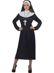 QTY OF ITEMS TO INLCUDE BOX OF ASSORTED DRESS UP TO INCLUDE SMIFFY'S NUN COSTUME, AMSCAN ADULTS MENS WOMENS COUNTRY WESTERN PONCHO WITH COWBOY HAT FANCY DRESS COSTUME. (DELIVERY ONLY)