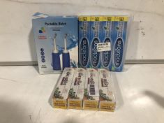 BOX OF ASSORTED DENTAL ITEMS TO INCLUDE MACLEANS TOOTHPASTE AND PORTABLE BIDET . (DELIVERY ONLY)