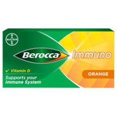 BOX OF ASSORTED MEDICAL ITEMS TO INCLUDE BEROCCA IMMUNO EFFERVESCENT TABLETS, 11 VITAMINS AND MINERALS, INCLUDING VITAMINS D, C, A, B9, ZINC AND IRON TO HELP SUPPORT YOUR IMMUNE SYSTEM AND B6 AND B12
