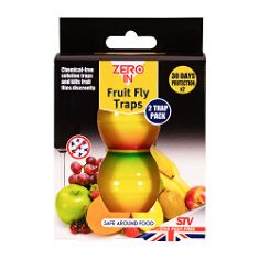 50 X ZERO IN READY-BAITED FRUIT FLY TRAP - TWINPACK APPLE-SHAPED, NON-TOXIC, INSECT TRAP TO ATTRACT AND TRAP BUGS, SUITABLE FOR KITCHEN COUNTERS, LASTS UP TO 30 DAYS. (DELIVERY ONLY)