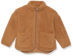 QTY OF ITEMS TO INLCUDE BOX OF ASSORTED CLOTHING TO INCLUDE AWARE UNISEX KIDS' RECYCLED POLYESTER SHERPA LONG-SLEEVED JACKET, DARK TAN, 10 YEARS, ESSENTIALS WOMEN'S RELAXED-FIT RECYCLED POLYESTER PAD
