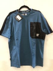 21 X 11 DEGREES T SHIRT SIZE LARGE, COLOUR BLUE AND BLACK. (DELIVERY ONLY)