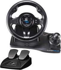 SUBSONIC SUPERDRIVE - GS550 RACING STEERING WHEEL WITH PEDALS, PADDLES SHIFTE GAMING ACCESSORY IN BLACK. (WITH BOX) [JPTC64234]