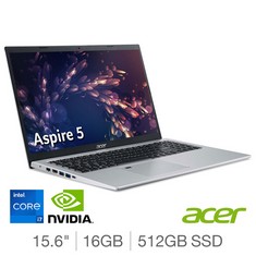 ACER ASPIRE 5 15.6" 512GB SSD LAPTOP (ORIGINAL RRP - £849.99) IN SILVER. (WITH BOX). INTEL CORE I7, 16GB RAM, 15.6" SCREEN, NVIDA GEFORCE MX450 WITH 2GB VRAM [JPTC65086]
