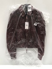 MNG BURGUNDY BROWN FAUX LEATHER JACKET SIZE M (DELIVERY ONLY)