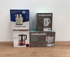 4 X ASSORTED APPLIANCES TO INCLUDE RUSSELL HOBBS EMMA BRIDGEWATER BUMBLE BEE AND POLKA DOT KETTLE (DELIVERY ONLY)