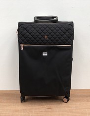 IT MEDIUM LIGHTWEIGHT SUITCASE IN BLACK WITH ROSE GOLD ZIP (DELIVERY ONLY)