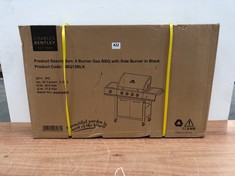 CHARLES BENTLEY 4 BURNER GAS BBQ WITH SIDE BURNER IN BLACK (BOX 2 OF 2 ONLY) (DELIVERY ONLY)
