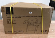 CHARLES BENTLEY 4 BURNER GAS BBQ WITH SIDE BURNER IN BLACK (BOX 1 OF 2 ONLY) (DELIVERY ONLY)
