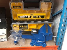 4 X ASSORTED ITEMS TO INCLUDE SMALL BLUE TABLE VICE (DELIVERY ONLY)