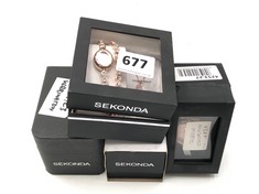 4 X ASSORTED JEWELRY TO INCLUDE SEKONDA WOMEN'S WRISTWATCH IN ROSE GOLD (DELIVERY ONLY)