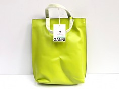 GANNI WOMEN'S MEDIUM BANNER TOTE BAG - LIME GREEN RRP £256.00 (DELIVERY ONLY)