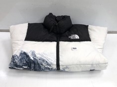 THE NORTH FACE MEN'S PUFFER JACKET IN WHITE/BLACK-BLUE SIZE L (DELIVERY ONLY)