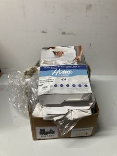 BOX OF ASSORTED ITEMS INC HOME MATTRESS PROTECTOR AND FITTED SHEET