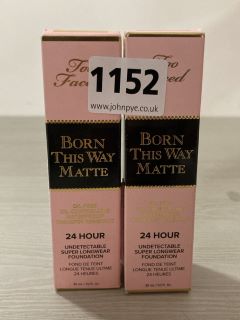 2 X TOO FACED BORN THIS WAY MATTE OIL FREE OIL CONTROLLING WATERPROOF TRANSFER RESISTANT FOUNDATION