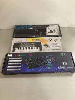 3 X ASSORTED ITEMS TO INCLUDE RAINBOW BACKLIT T3 KEYBOARD