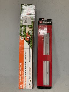 2 X ASSORTED ITEMS INC YARDFORCE CORDLESS POLE HEDGE TRIMMER