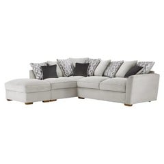 OAK FURNITURE LAND NEBRASKA PILLOW BACK CHAISE SOFA IN AERO SILVER WITH GREY SCATTERS  RRP £1899.99