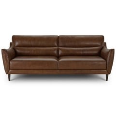 OAK FURNITURE LAND LUCCA 4 SEATER SOFA IN HOUSTON WHISKEY LEATHER, STORAGE FOOTSTOOL RRP £1,999.99