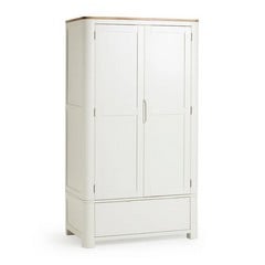 OAK FURNITURE LAND HOVE NATURAL OAK AND PAINTED DOUBLE WARDROBE, RRP £849.99